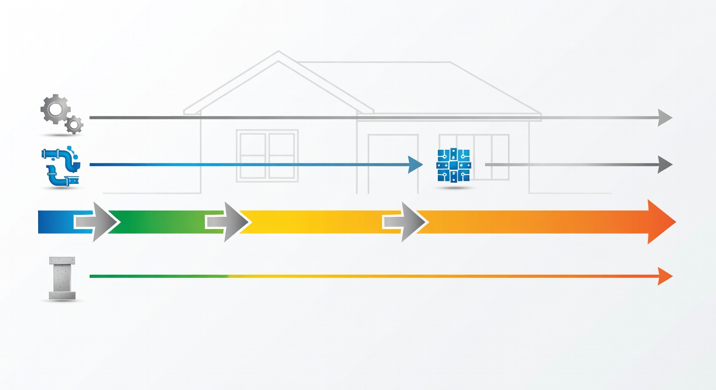 Detailed diagram showing the 1-2-10-20 year StrucSure warranty timeline for Longwood Florida homes with coverage phases labeled for workmanship, systems, and structural integrity